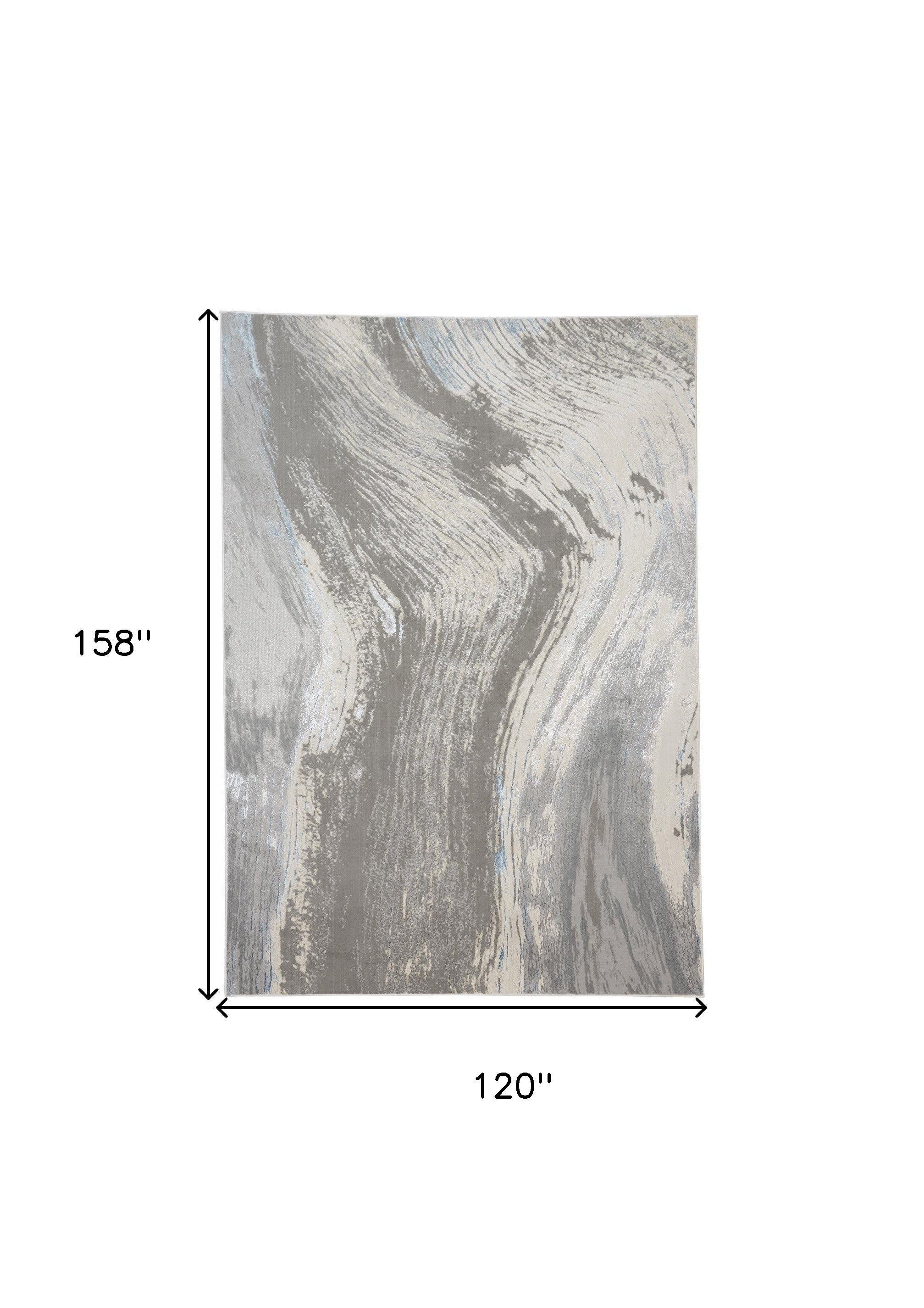 10' x 13' Blue and Gray Abstract Power Loom Area Rug