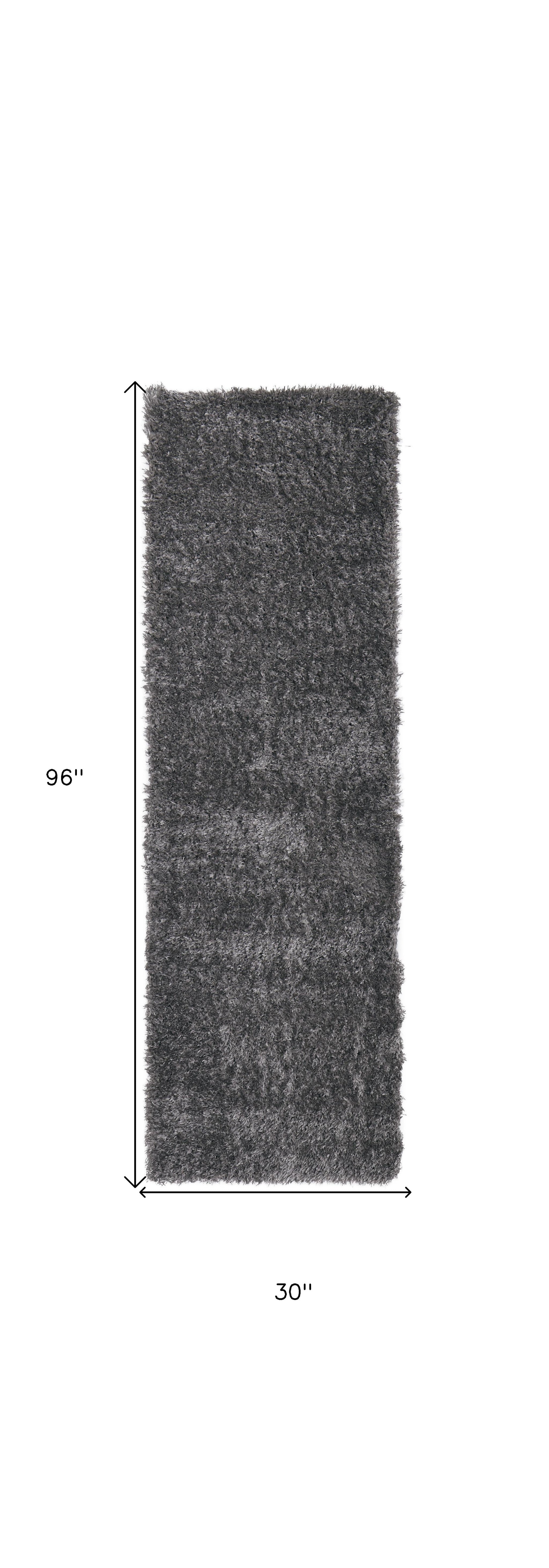 8' Gray Shag Power Loom Runner Rug