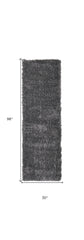 8' Gray Shag Power Loom Runner Rug