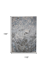 9' x 12' Blue and Gray Abstract Power Loom Area Rug