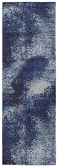 8' Blue and Purple Abstract Power Loom Runner Rug