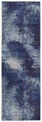 8' Blue and Purple Abstract Power Loom Runner Rug