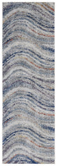 8' Blue and Gray Abstract Power Loom Runner Rug