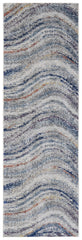 8' Blue and Gray Abstract Power Loom Runner Rug