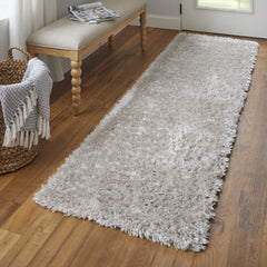 8' Ivory Shag Power Loom Runner Rug