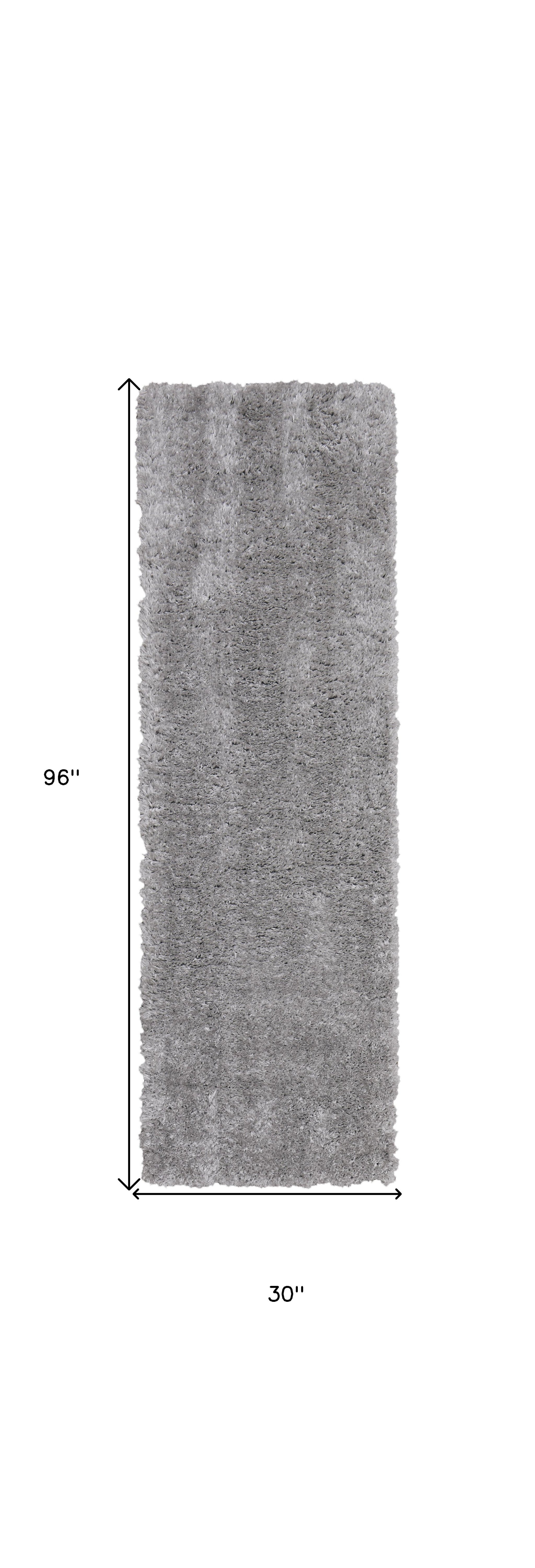 8' Gray Shag Power Loom Runner Rug