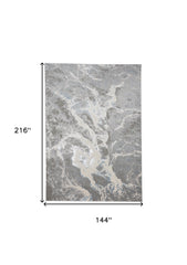 12' X 18' Gray and Ivory Abstract Power Loom Area Rug