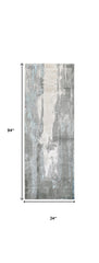 8' Blue and Gray Abstract Power Loom Runner Rug