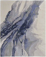 9' x 12' Gray and Ivory Abstract Power Loom Area Rug