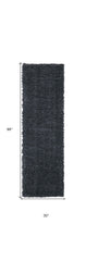 8' Black Shag Power Loom Runner Rug