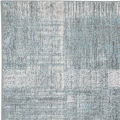 8' Blue and Gray Abstract Power Loom Runner Rug