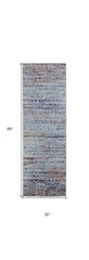 8' Ivory Blue and Orange Abstract Power Loom Runner Rug