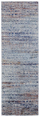 8' Ivory Blue and Orange Abstract Power Loom Runner Rug