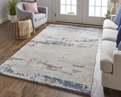 10' x 14' Blue and Gray Abstract Hand Tufted Area Rug
