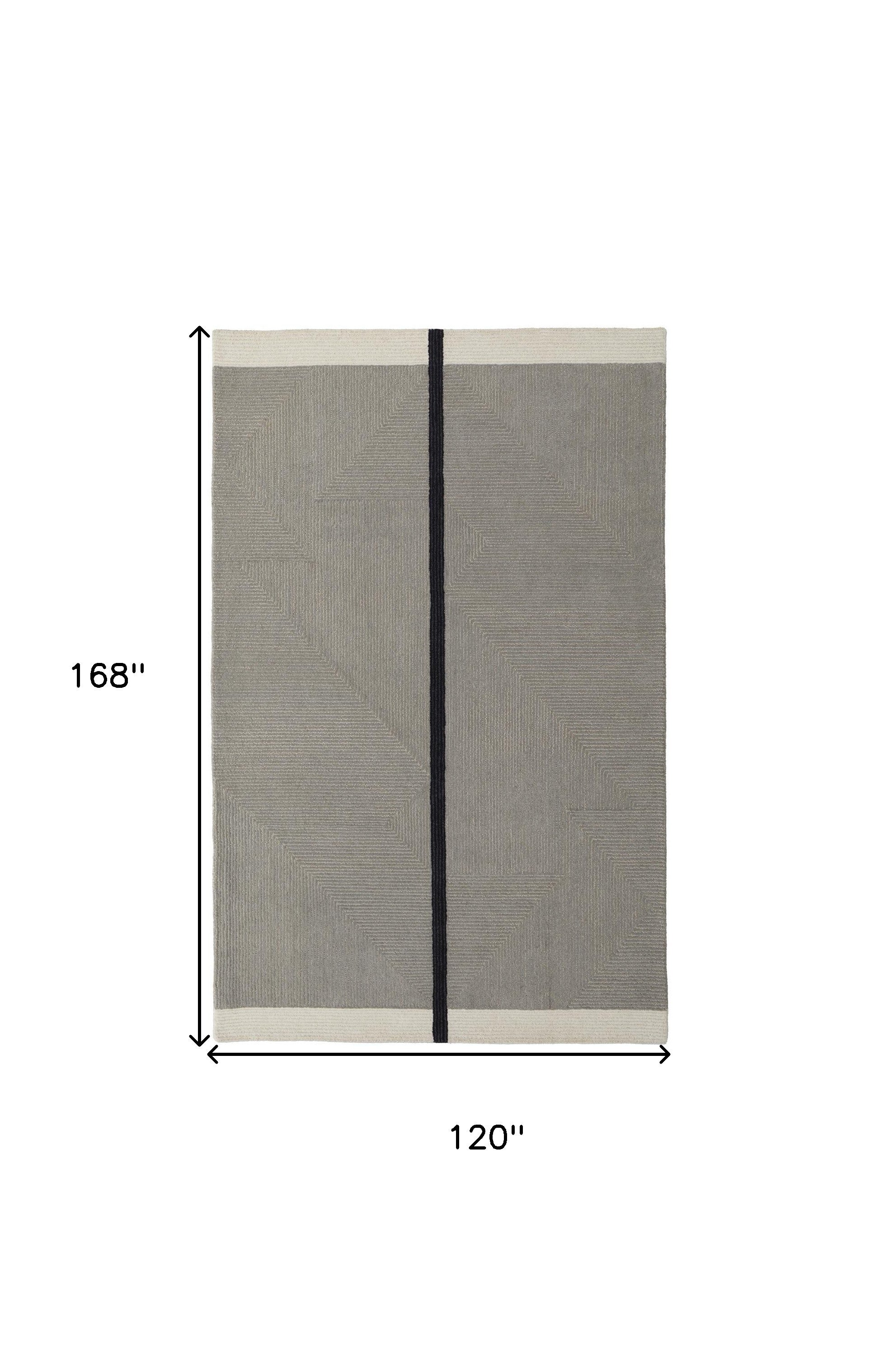 10' x 14' Brown and Black Abstract Geometric Hand Tufted Area Rug