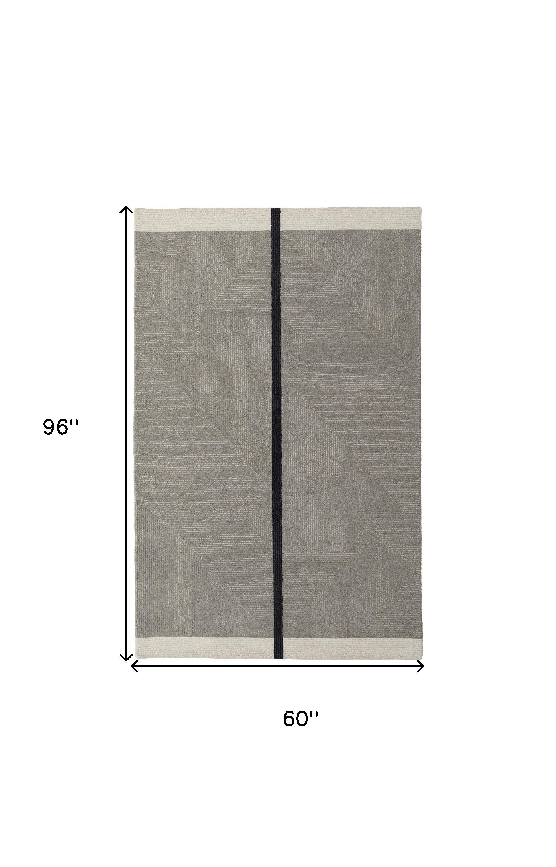 5' x 8' Brown and Black Abstract Geometric Hand Tufted Area Rug