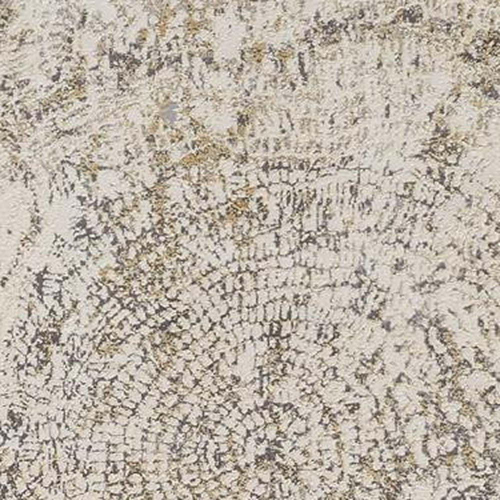 8' Brown and Ivory Abstract Distressed Runner Rug