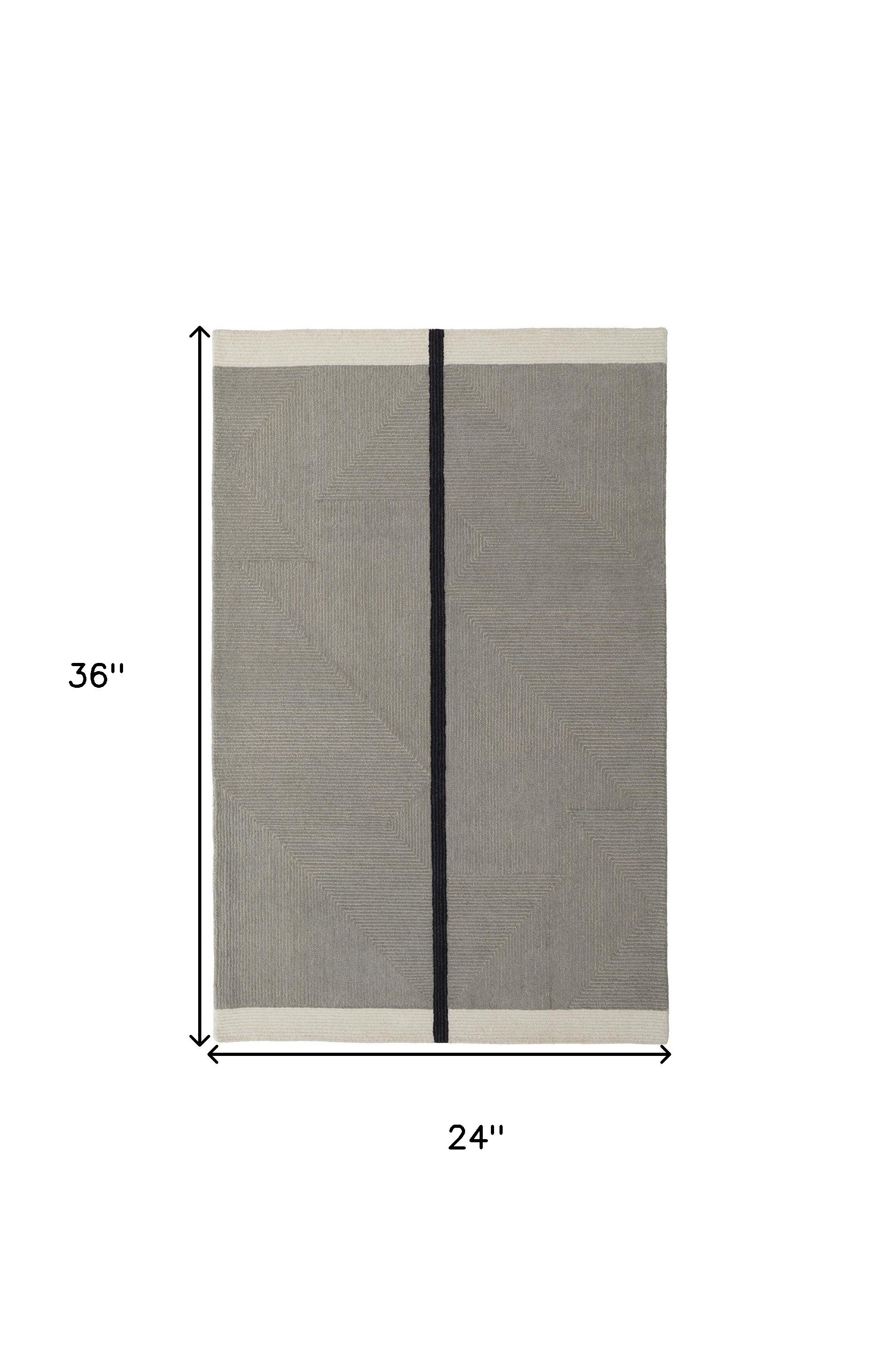 2' x 3' Brown and Black Abstract Geometric Hand Tufted Area Rug