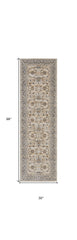 8' Brown and Ivory Oriental Power Loom Distressed Runner Rug