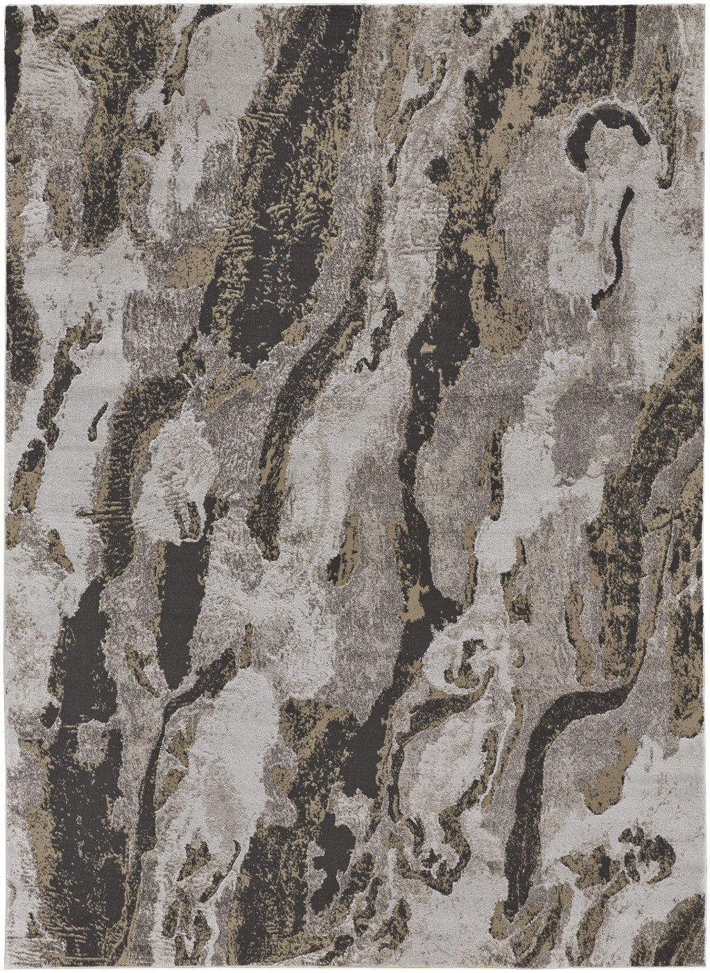4' x 6' Brown and Ivory Abstract Power Loom Distressed Area Rug