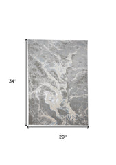 2' x 3' Gray and Ivory Abstract Power Loom Area Rug
