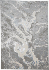 2' x 3' Gray and Ivory Abstract Power Loom Area Rug