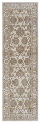 8' Brown and Ivory Oriental Power Loom Distressed Runner Rug