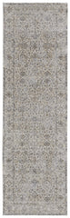 8' Brown and Ivory Oriental Power Loom Distressed Runner Rug
