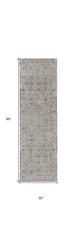 8' Brown and Ivory Oriental Power Loom Distressed Runner Rug