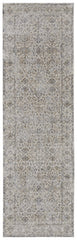 8' Brown and Ivory Oriental Power Loom Distressed Runner Rug