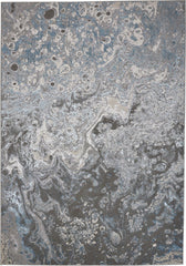 2' x 3' Blue and Gray Abstract Power Loom Area Rug