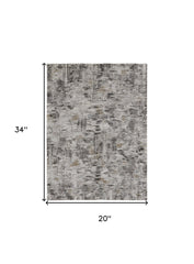2' x 3' Brown and Ivory Abstract Power Loom Distressed Area Rug