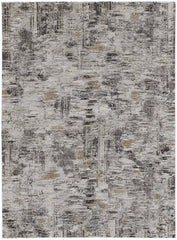 2' x 3' Brown and Ivory Abstract Power Loom Distressed Area Rug