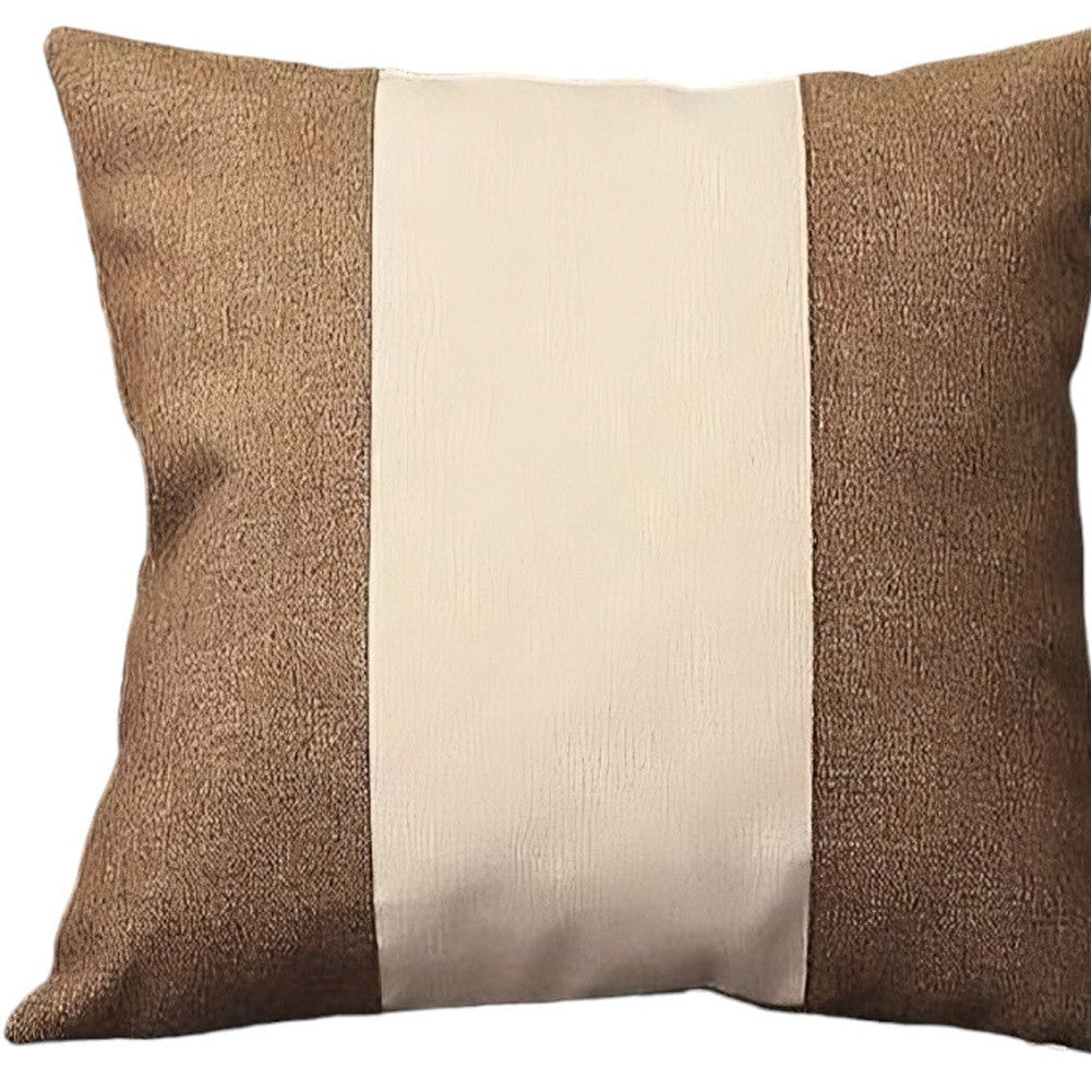 Set Of Four 18" X 18" Brown And Grey Polyester Geometric Zippered Pillow