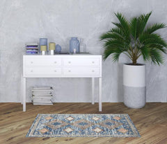 3' X 5' Blue Southwestern Power Loom Non Skid Area Rug