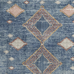 4' X 6' Blue Southwestern Power Loom Non Skid Area Rug