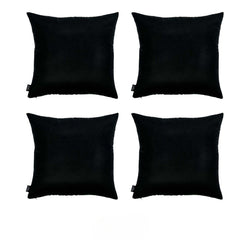 Set Of Four 20" X 20" Black Polyester Zippered Pillow Cover