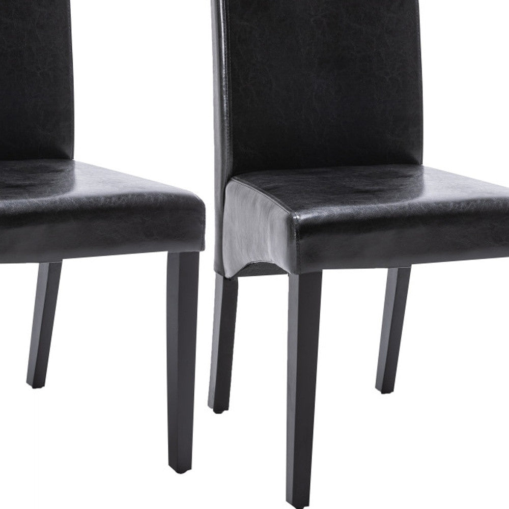 Set of Two Black Upholstered Faux Leather Dining Parsons Chairs