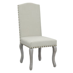 Set of Two Beige And Gray Upholstered Fabric Dining Parsons Chairs