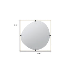 32" Black and Gold Square Framed Accent Mirror