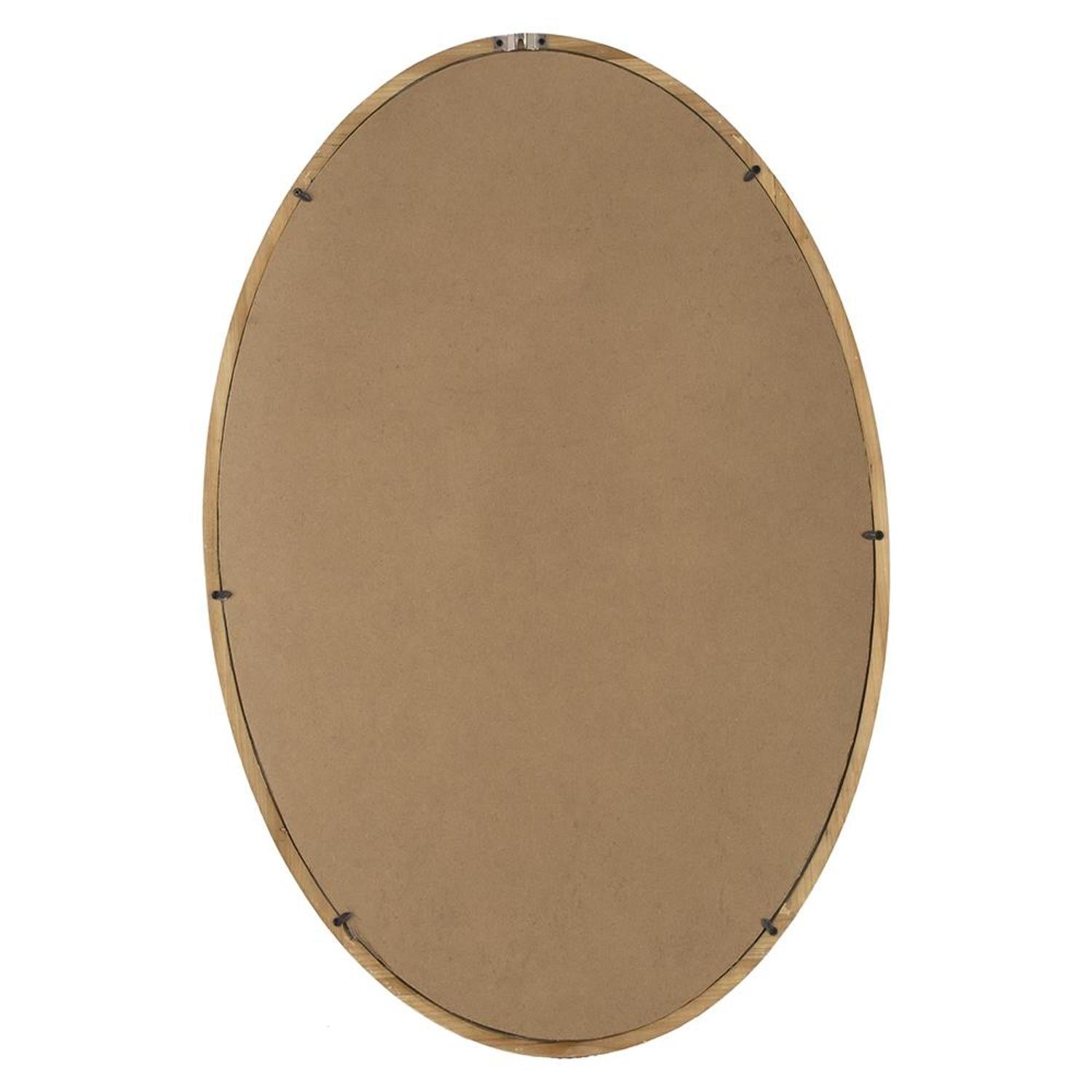 35" Brown Oval Framed Accent Mirror