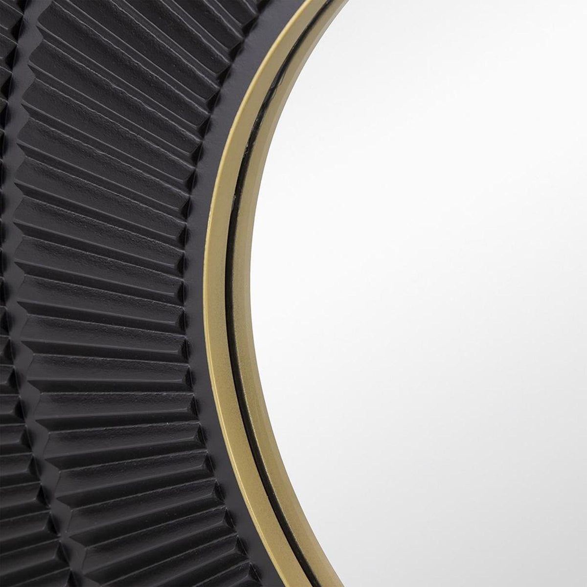 32" Black and Gold Round Framed Accent Mirror
