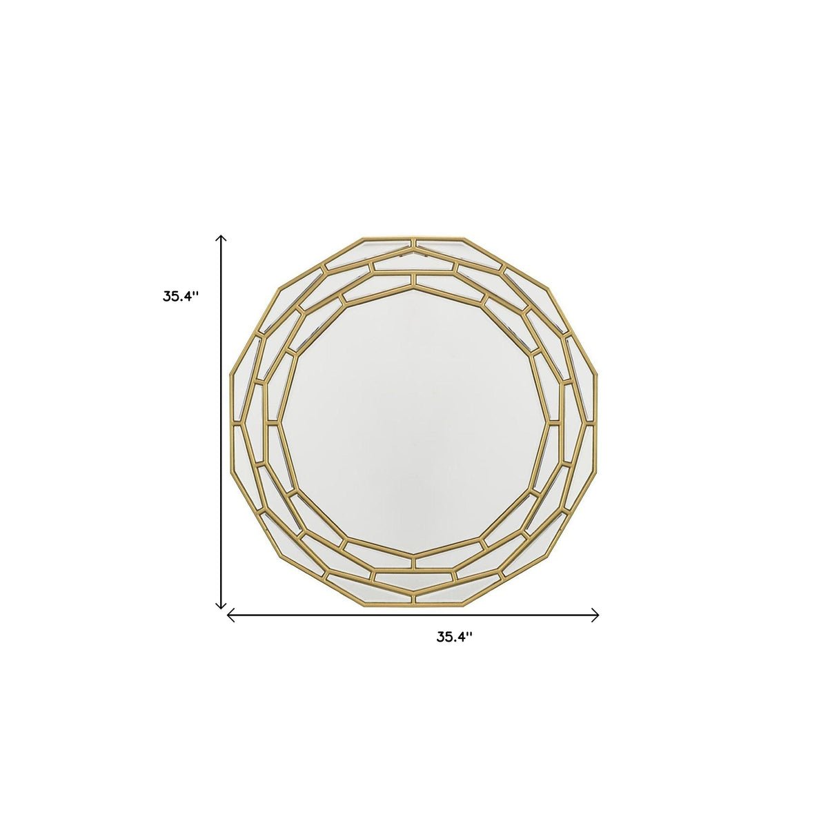 35" Gold Abstract Framed Accent Mirror
