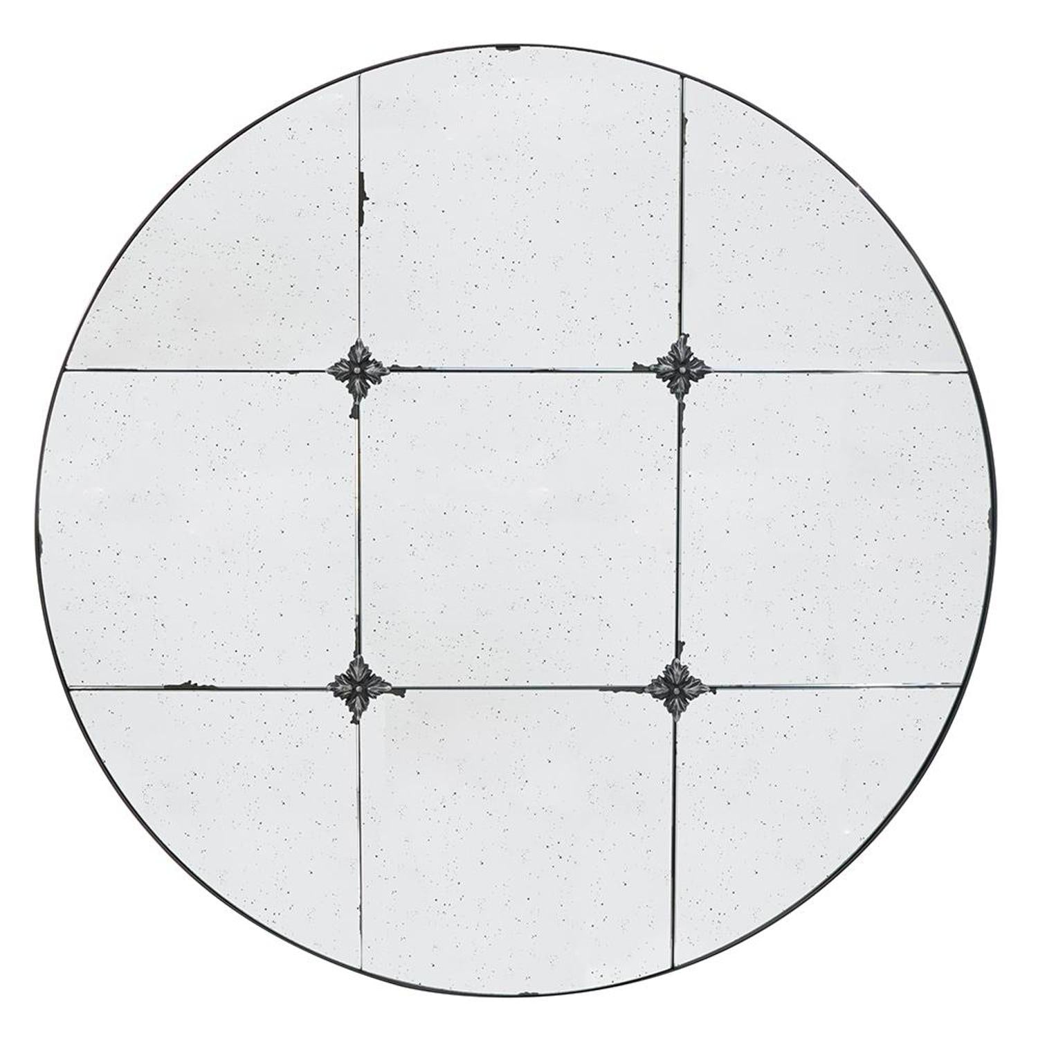 36" Black Round Framed Accent Mirror