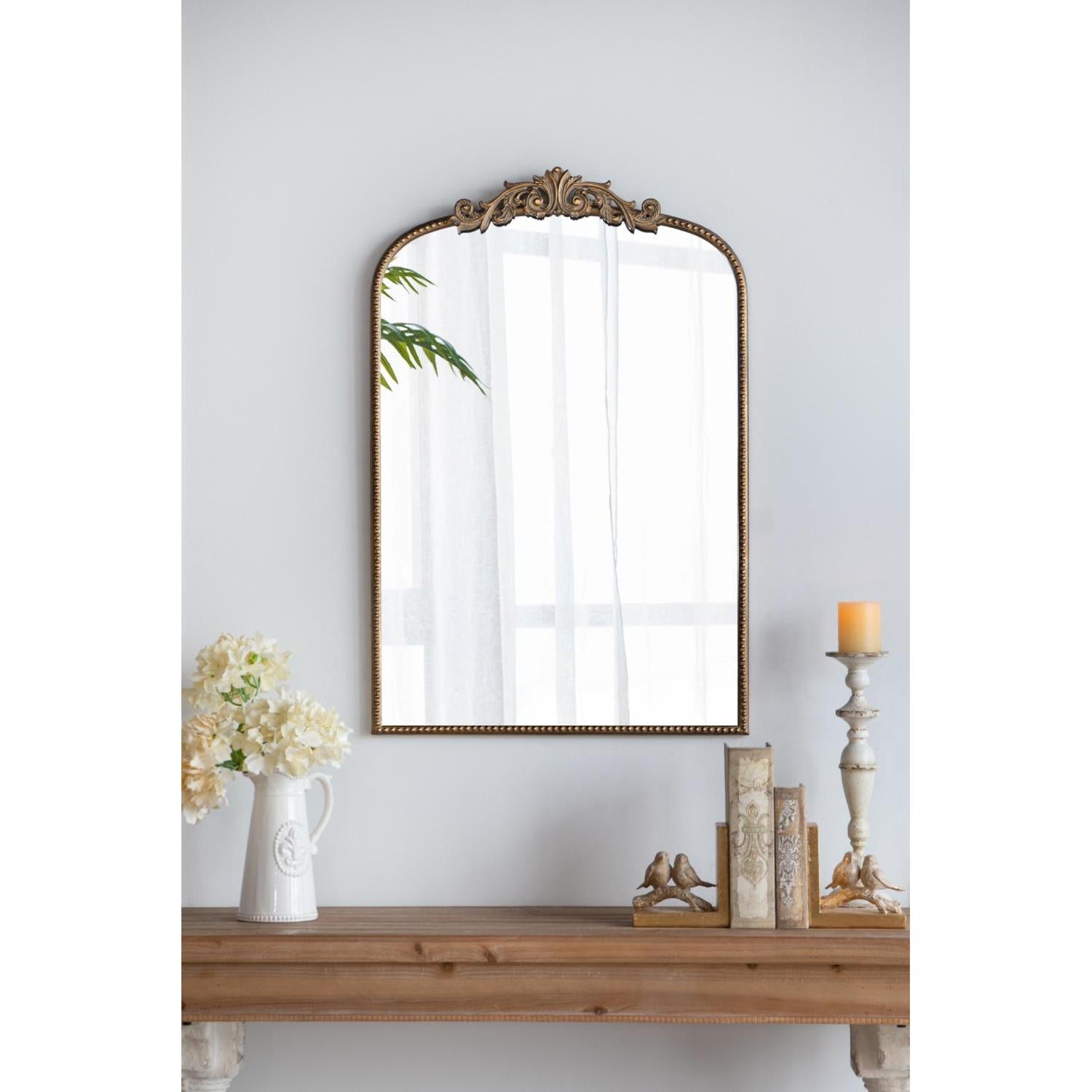 36" Gold Crowned Top Framed Accent Mirror