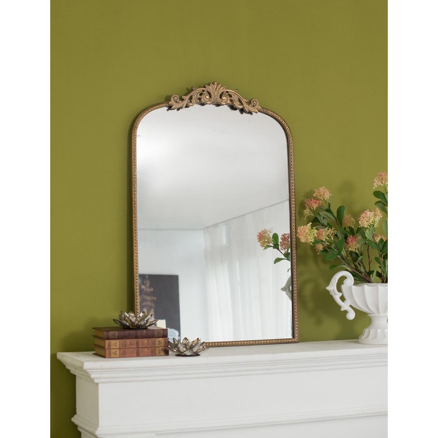 36" Gold Crowned Top Framed Accent Mirror