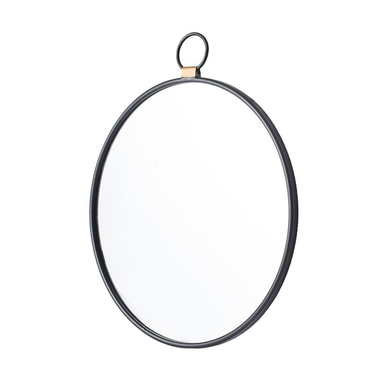 23" Black Round Framed Accent Mirror