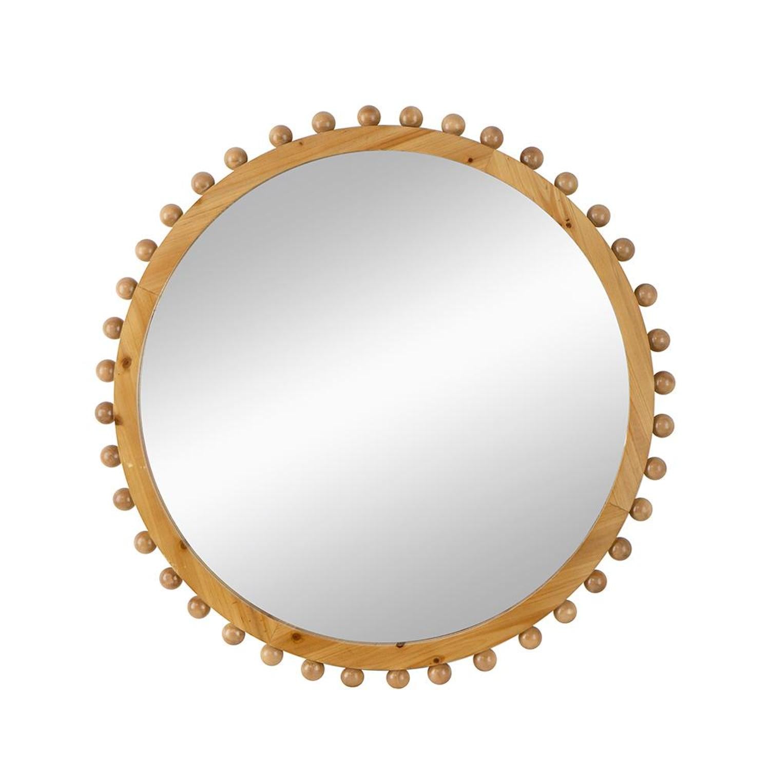 34" Brown Round Accent Mirror