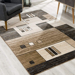 13' Beige Abstract Power Loom Runner Rug