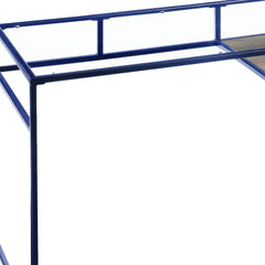 48" Clear and Blue Glass Writing Desk